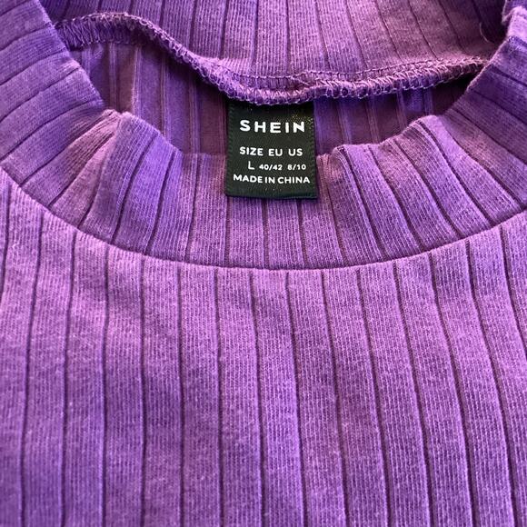 Pre-Owned Purple Lettuce Trim Crew Neck T-Shirt Sz L - Picture 6 of 6